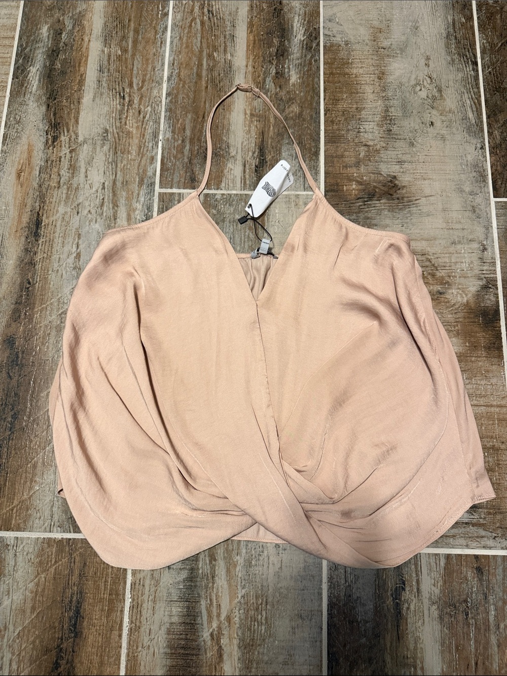 Naked Zebra Blush Pink Wrap-Front Halter Cami